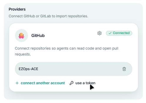 Connecting a GitHub account