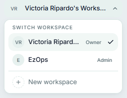 The workspace switcher for changing between workspaces or creating a new one