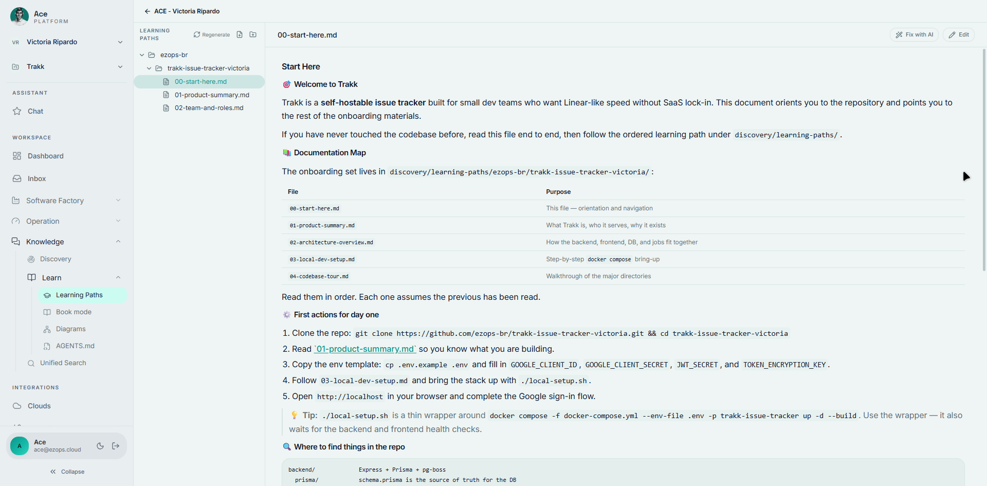 Generated docs for humans: a learning path built from your actual code